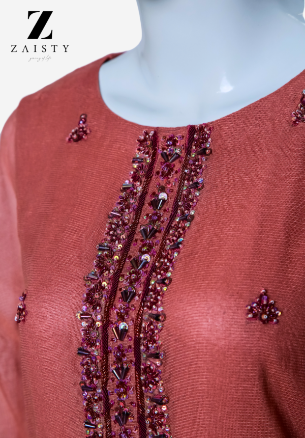 Celeste-CT606 3Pcs – Handmade embroidered dress with dupatta & trousers.